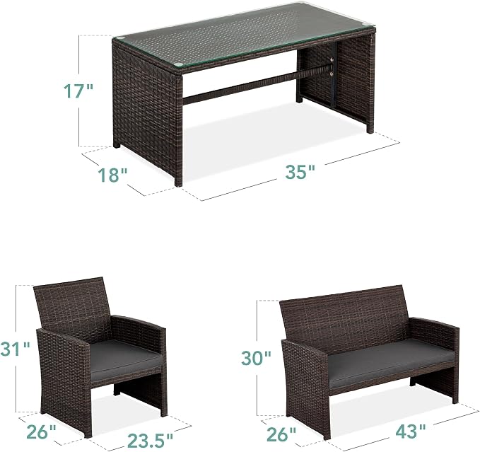 Best Choice Products 4-Piece Outdoor Wicker Patio Conversation Furniture Set - Image 7