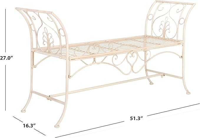 Safavieh PAT5016A Collection Arona Antique White Wrought Iron 51" Outdoor - Image 4