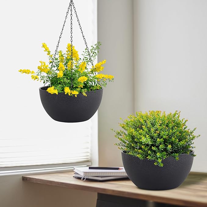 10 inch Hanging Planters for Indoor Outdoor Plants, 2 Pack Hanging Flower Pots - Image 5