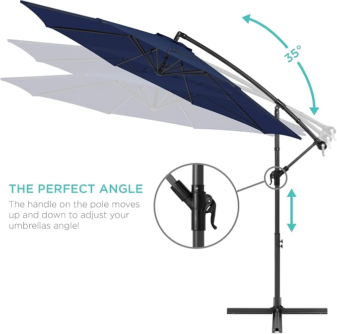 Best Choice Products 10ft Offset Cantilever Hanging Market Patio Umbrella - Image 4