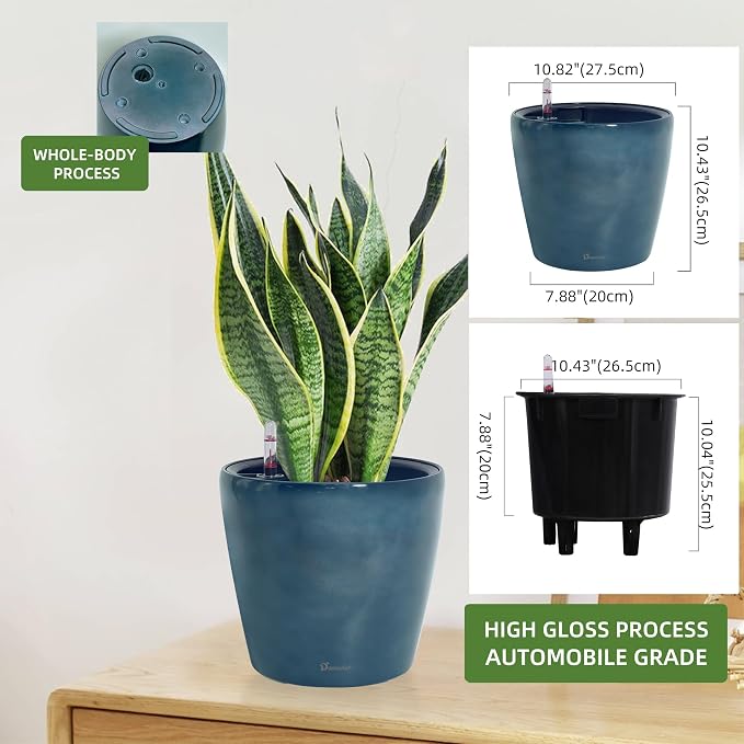 Dexceder 11x10 Inches Self Watering Planter Indoor Outdoor, Inner Pot Design - Image 3
