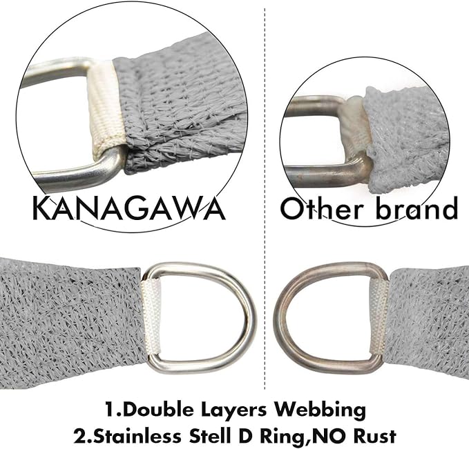 KANAGAWA Sun Shade Sail 13'x20' Gray Rectangle UV Block Canopy Awning Shelter - Image 3