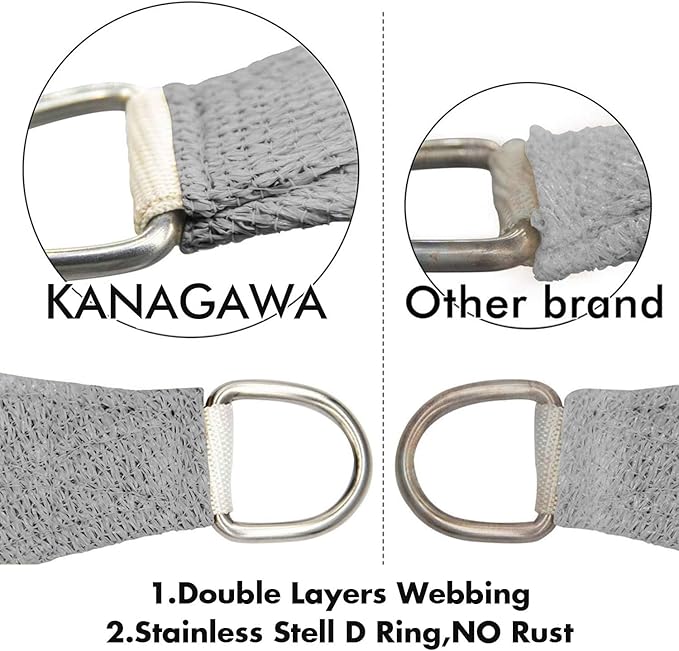 KANAGAWA Sun Shade Sail Curved 24'X24' Grey Rectangle Outdoor Shade Cover UV - Image 3