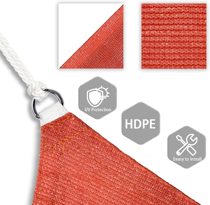 Patio Paradise 13' x 13' x 12'10" Sun Shade Sail Triangle Canopy, Permeable - Image 3