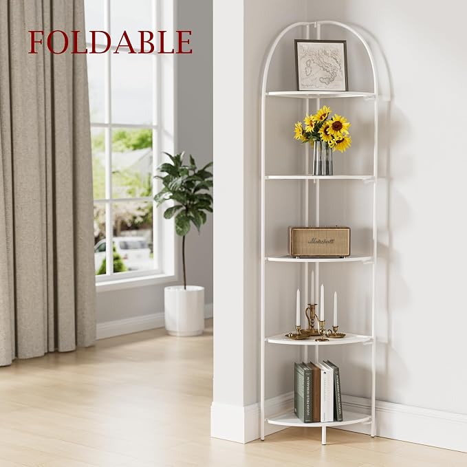 Crofy Foldable 5 Tier Corner Shelf, Metal Corner Plant Stand - Image 2