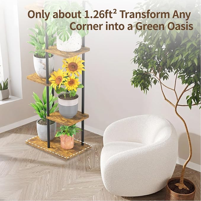 LASZOLA Black 7 Tiered Wood Plant Stand Indoor - Image 5