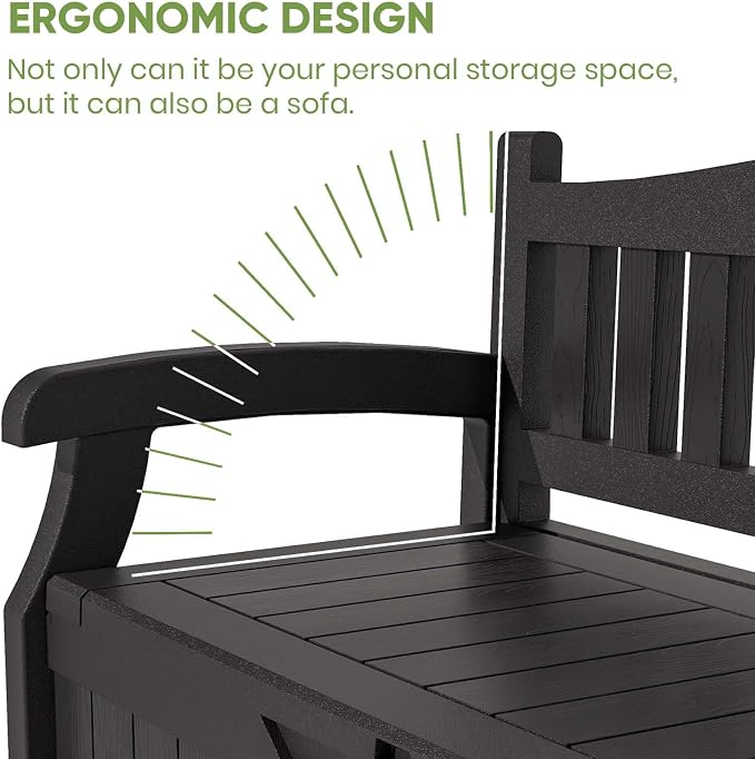 Patiowell 75 Gallon Plastic Storage Bench, Water-Resistant Deck Box - Image 5