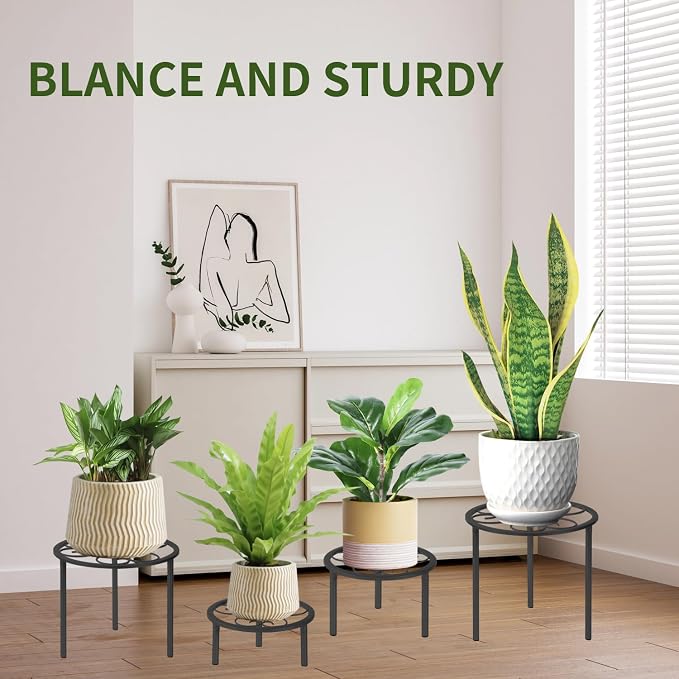 5-piece set of metal plant potted flower racks, heavy-duty flower pot plant - Image 3