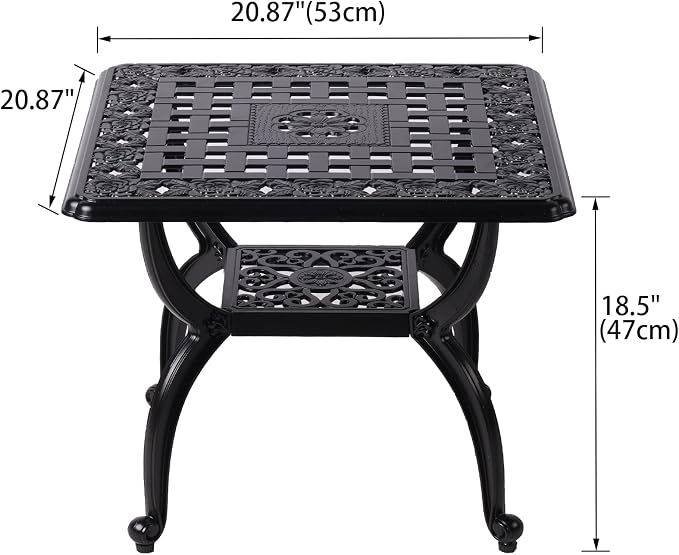 21" Cast Aluminum Outdoor Side Table, Small Patio Table, Outdoor Coffee Tables - Image 3