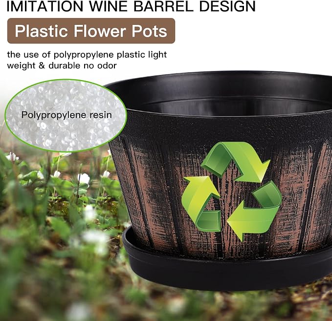 Quarut 6 inch Brown Barrel Planters - Image 4