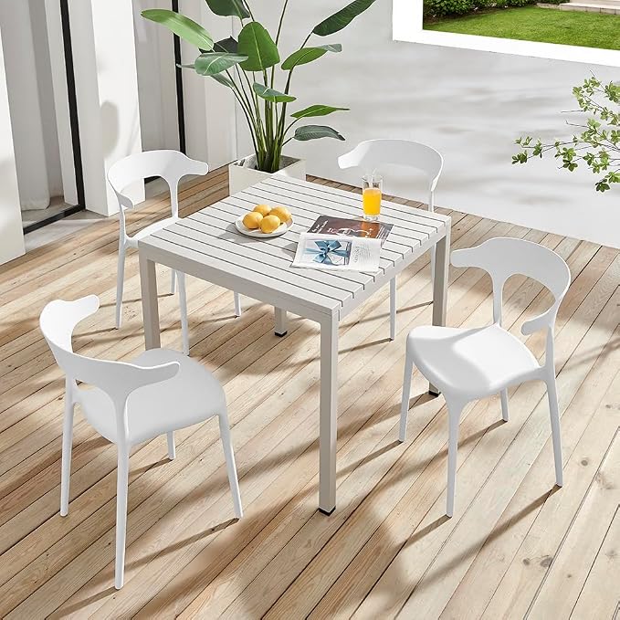 Modern Stackable Dining Chair Set, No Assembly, Plastic Chair, Patio Chair - Image 4
