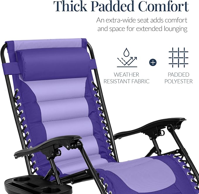Best Choice Products Oversized Padded Zero Gravity Chair, Folding Outdoor Patio - Image 4