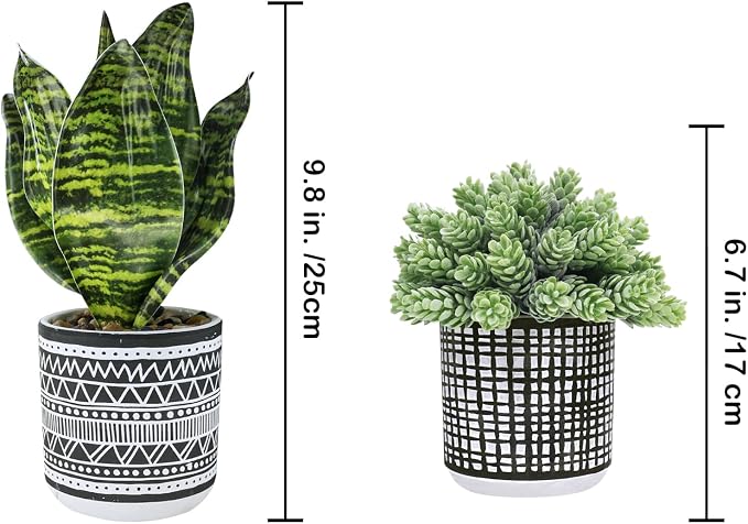 Winlyn 3 Pcs Small Potted Plants Artificial Succulents Hanging Plants and Faux - Image 2