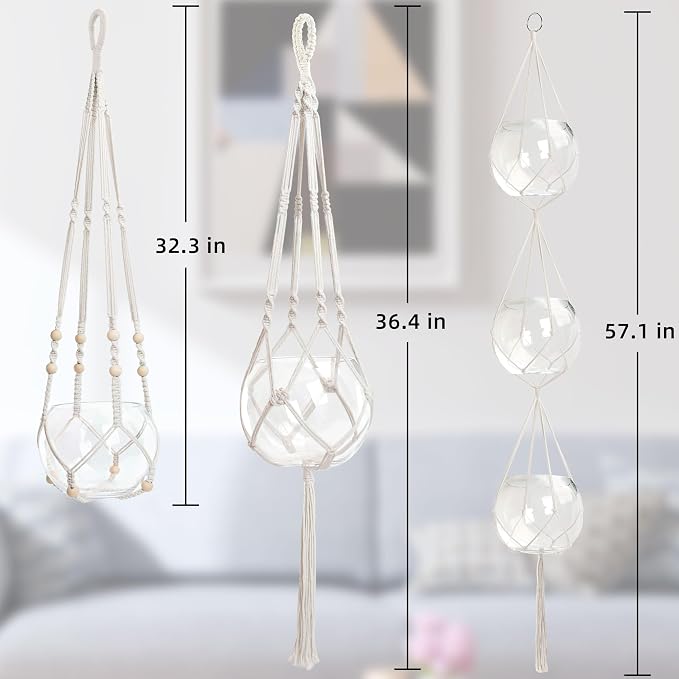 3 PCS Macrame Plant Hanger Indoor Hanging Planter Basket - Image 5