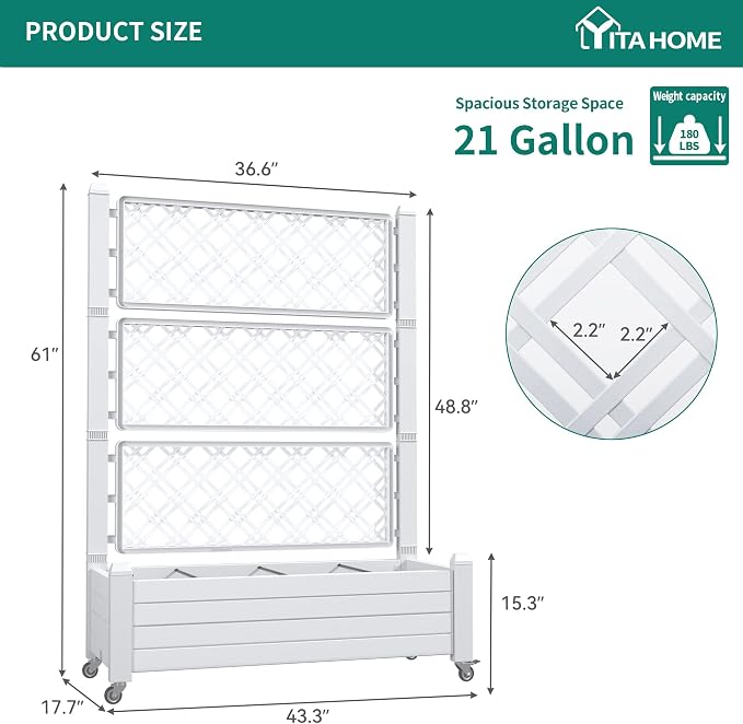 YITAHOME 3.6x1.5x5 FT Planter Box Trellis - Image 8