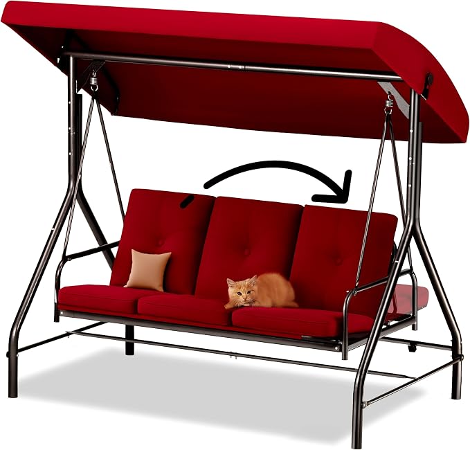 Porch Swing - 3-Seat Patio Outdoor Swing - Image 7