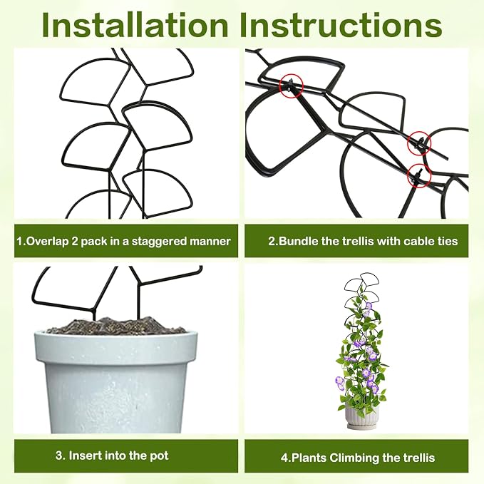 Indoor Plant Trellis for Climbing Plants, 3 Pack Stackable Garden Trellis for - Image 3