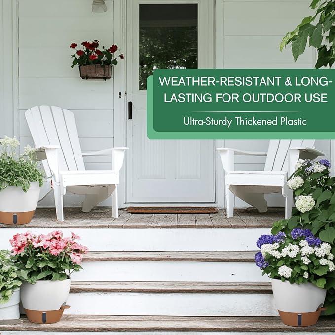 montresor 2 Pack 10 inch Plant Pots, PP Plastic Self Watering Plant Pot - Image 7