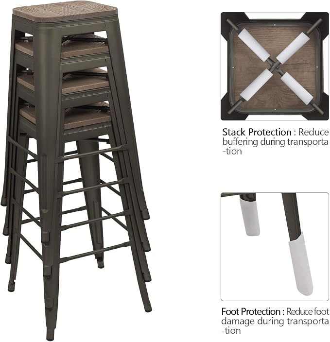 Devoko Metal Bar Stool 30'' Indoor Outdoor Stackable Barstools Modern - Image 5