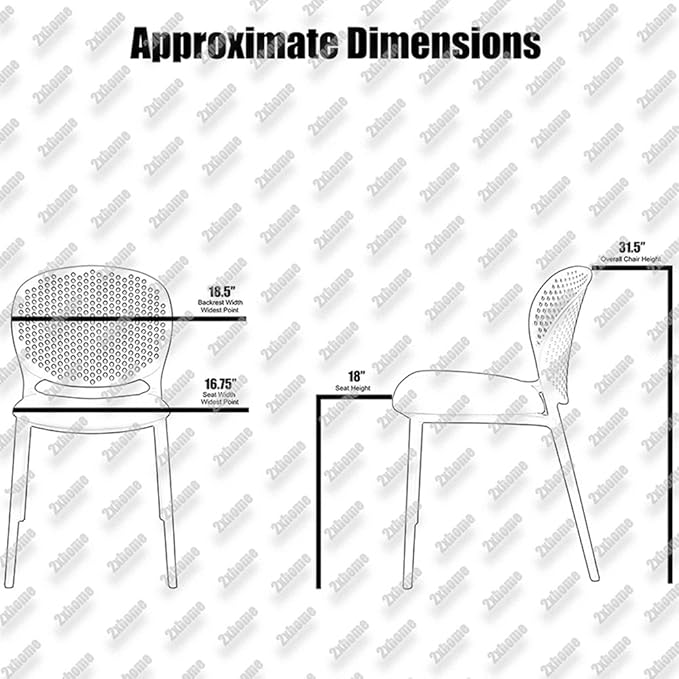 2xhome Patio Dining Chair | Modern Stackable Outdoor Pool Side Chair | Weather - Image 3