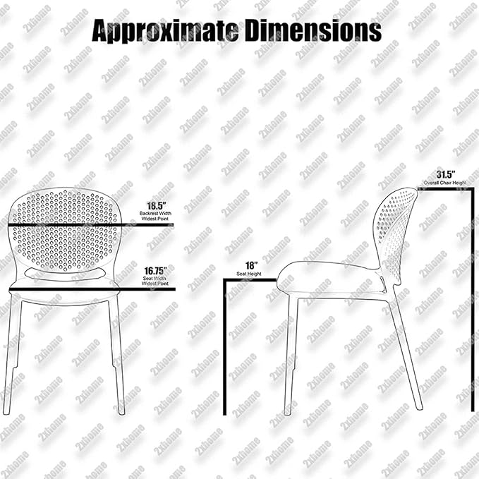 2xhome Set of 2 Patio Dining Chairs | Modern Stackable Outdoor Pool Side Chair - Image 4