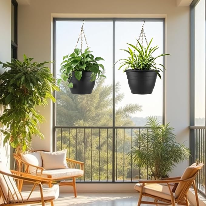 5 Pack 10 Inch Plant Pots Plastic Planters - Image 5