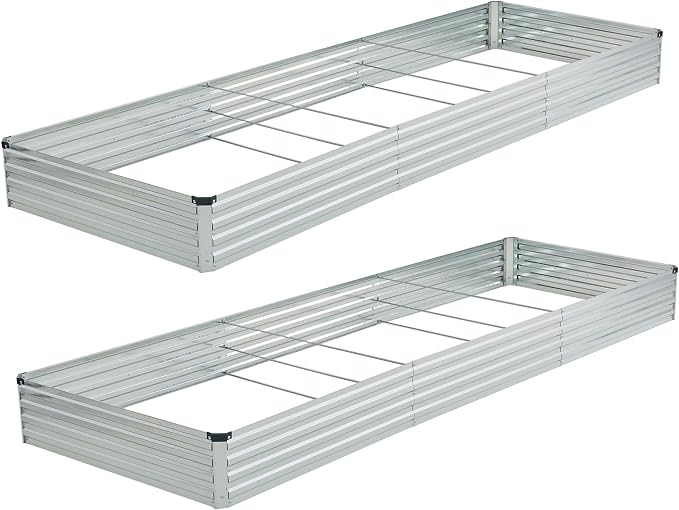 12x4x1ft Galvanized Raised Garden Bed, Outdoor Planter Box Metal Patio Kit by Foxlang