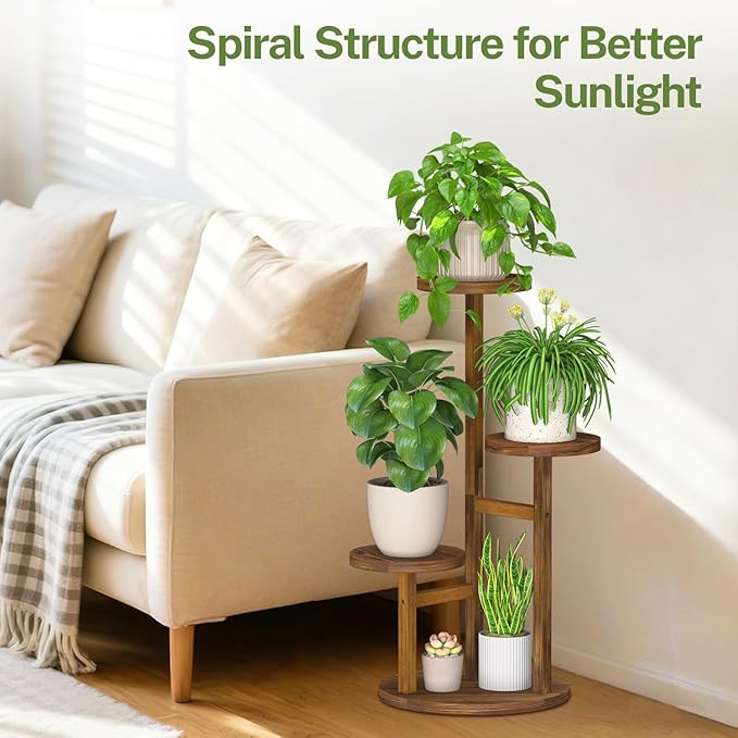 iDavosic.ly 3 Tier Plant Stand Indoor, Tiered Corner Wood Multiple Flower - Image 7
