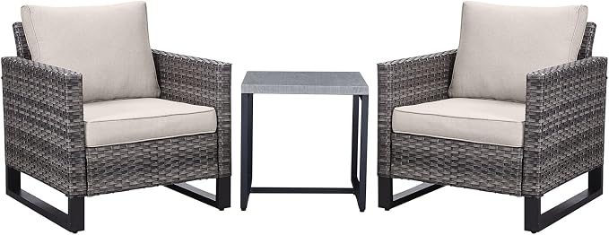 Belord Outdoor Bistro Set 3 Piece Outdoor Wicker Patio Chairs, Oversize Outdoor - Image 7