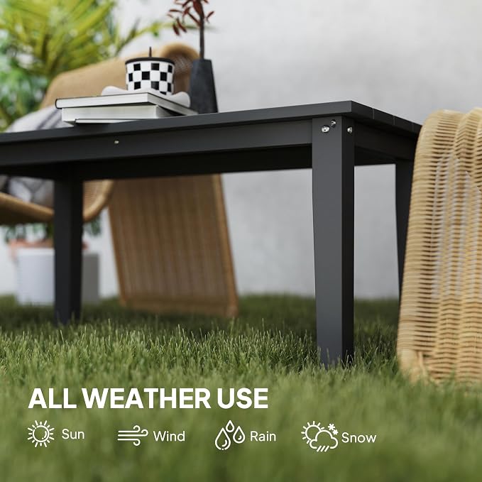 Outsunny HDPE Outdoor Coffee Table, All-Weather Rectangle Patio Coffee Table - Image 6