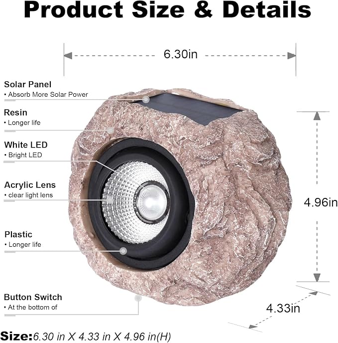 Solar Rock Lights Outdoor Garden Waterproof - Image 8