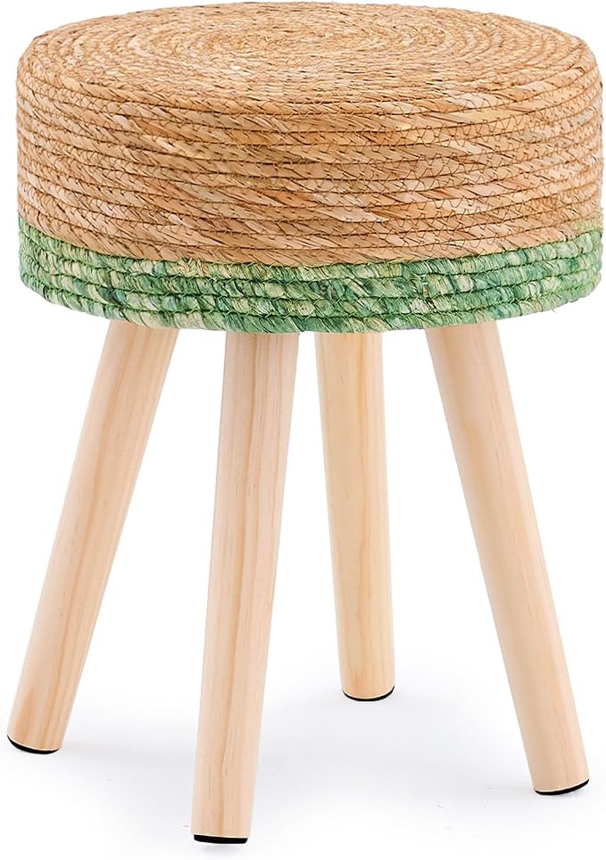 Handwoven Outdoor Ottoman, Water Hyacinth Pouf Round Patio Footstool by LGENHOOMHandwovenNaturalWaterHyacinthBasket