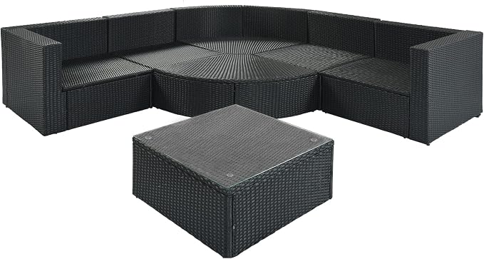 Merax 7-Piece Outdoor Wicker Sectional Sofa Set, Modular Rattan Conversation Set - Image 9
