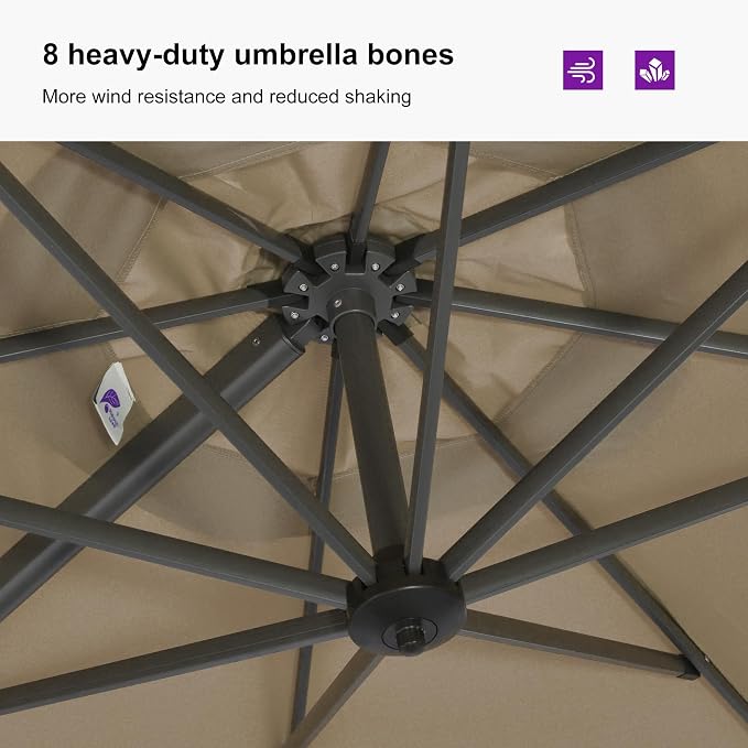 PURPLE LEAF 9'×11.5' Cantilever Patio Umbrella - Image 7