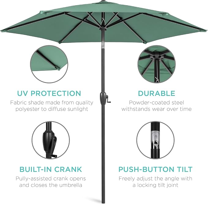 Best Choice Products 7.5ft Heavy-Duty Round Outdoor Market Table Patio Umbrella - Image 5
