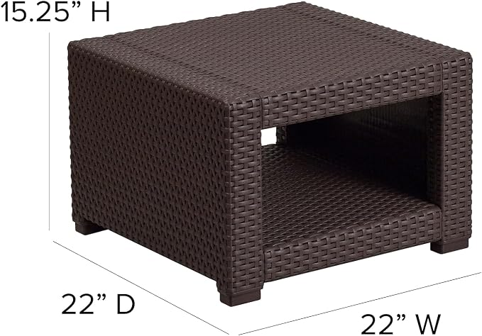 Flash Furniture Seneca Chocolate Brown Faux Rattan End Table - Image 3