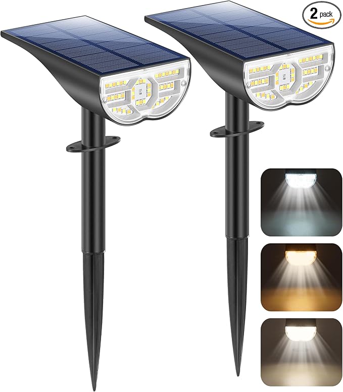 TOBUSA Solar Spot Lights Outdoor 5 Modes, 44LEDs Bright Landscape Spotlights by TOBUSA