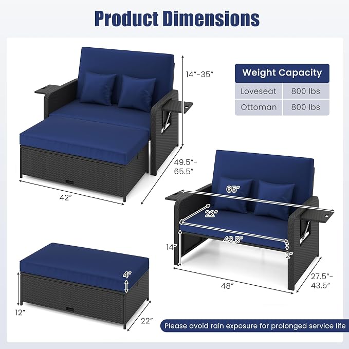 HAPPYGRILL Patio Rattan Wicker Daybed - Image 9