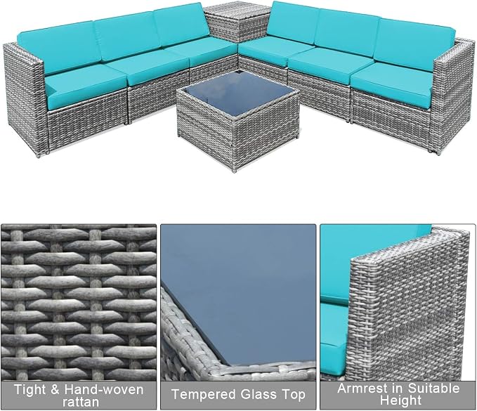 Tangkula 8 Pieces Wicker Patio Furniture Set - Image 6