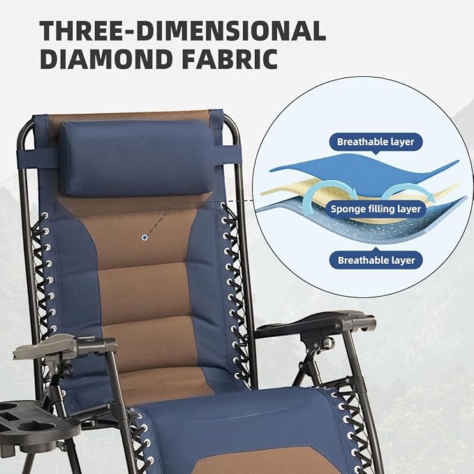 Zero Gravity Chair Set of 2 Oversized Padded Recliner - Image 5