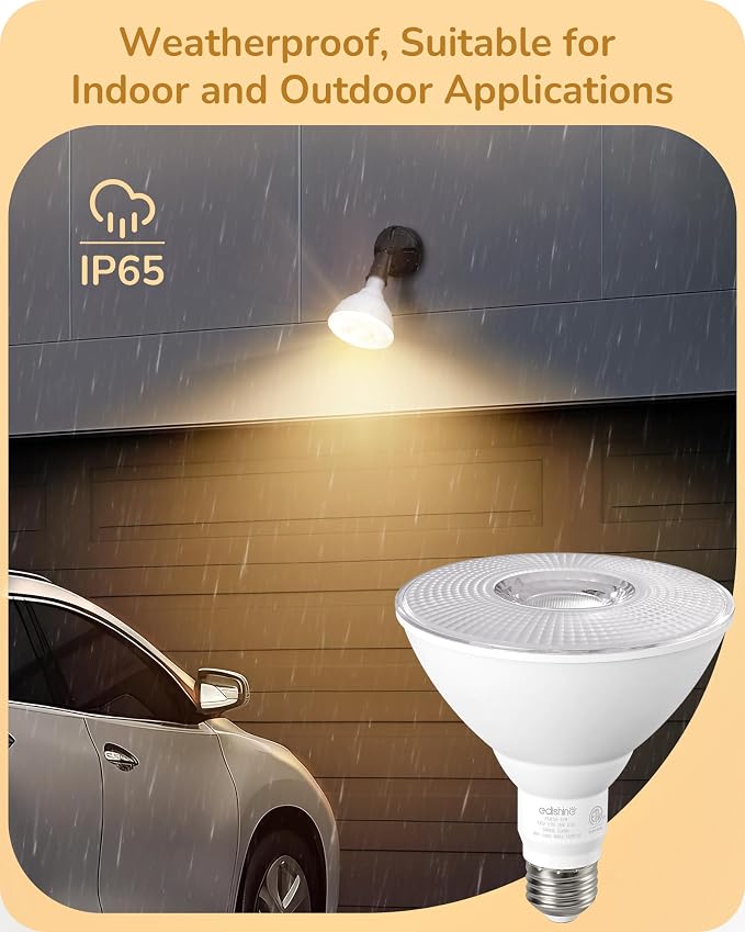EDISHINE Flood Lights Outdoor, Dimmable PAR38 LED Outdoor Flood Light Bulbs - Image 4