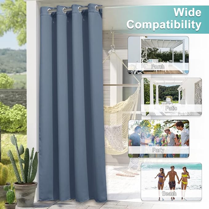 NICETOWN Outdoor Curtain for Patio Waterproof Extra Wide 100 in, Sun Blocking - Image 6