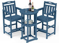 Outdoor Bistro Bar Set, Patio High Top Table and Bar Height Tall Adirondack by Suunyn