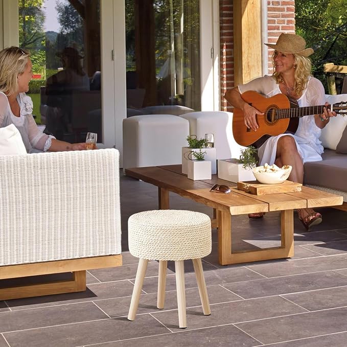 Cpintltr Footstool Ottoman Round Natural Seagrass Foot Stool Pouf Ottomans - Image 6