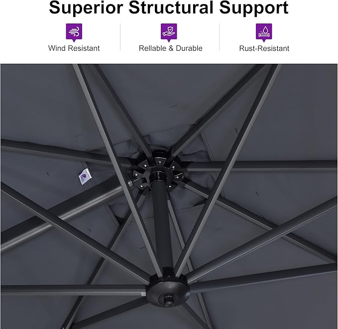 PURPLE LEAF 8 Feet Square Cantilever Umbrella Patio Umbrella - Image 4