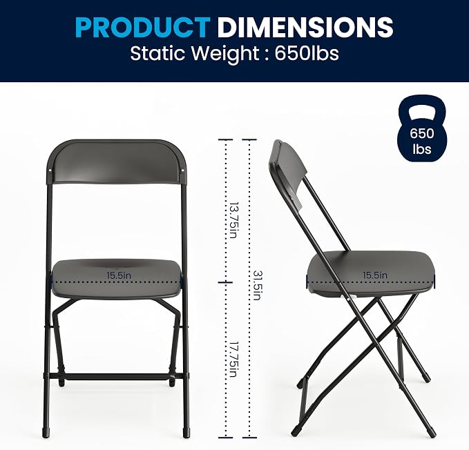 Flash Furniture Hercules Set of 10 Indoor/Outdoor Heavy-Duty Plastic Folding - Image 2