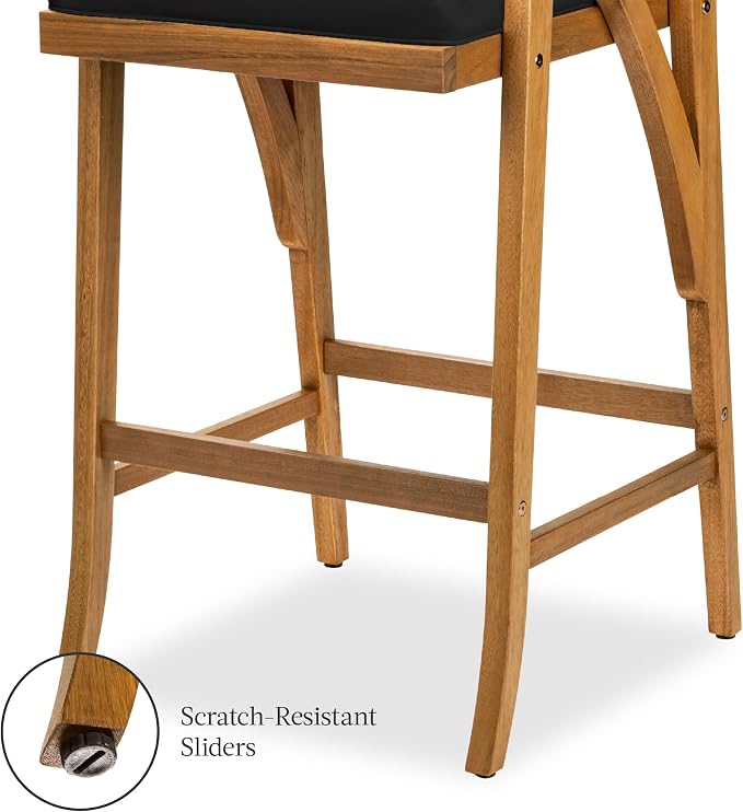 Best Choice Products Set of 2 Outdoor Acacia Wood Bar Stools Bar Chairs - Image 7