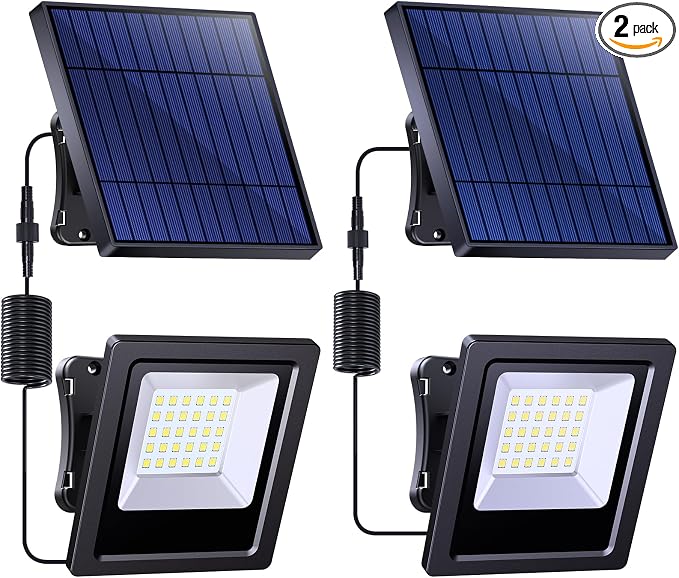 Solar Lights Outdoor, Solar Powered Flood Lights Weatherproof, Dusk to Dawn Led by Lightonight