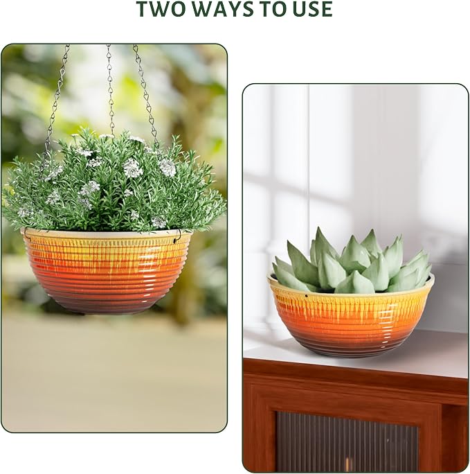 10inch Hanging Planters for Indoor and Outdoor Plants, 2 Pack Hanging Planter - Image 4