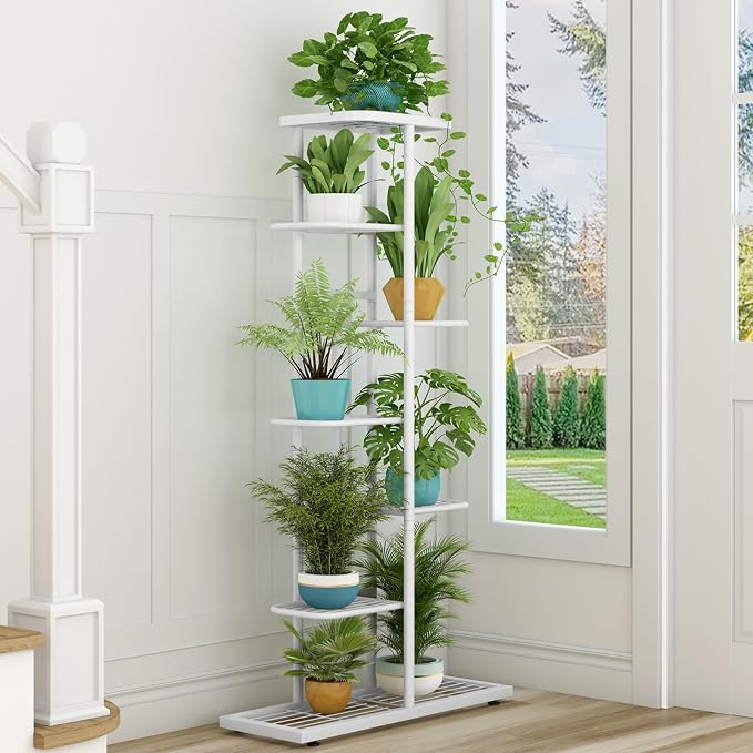 LINZINAR Plant Stand Metal 7 Tier 8 Potted Multiple Flower Pot Holder Shelf - Image 4